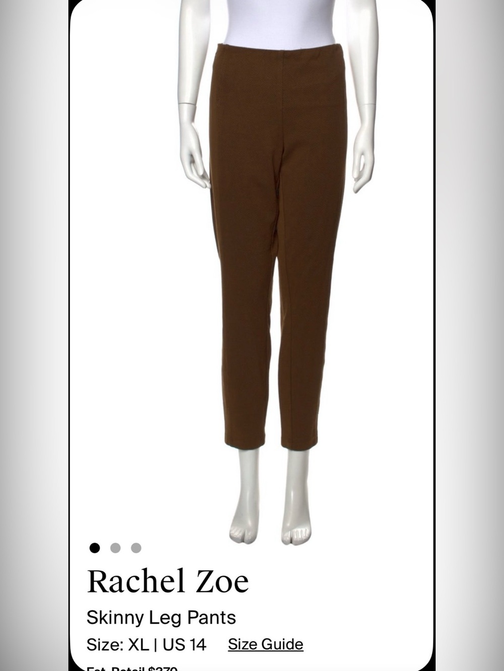 Rachel Zoe Skinny Leg Pants Skinny Pants in Brown Size XL (US 14) Like New